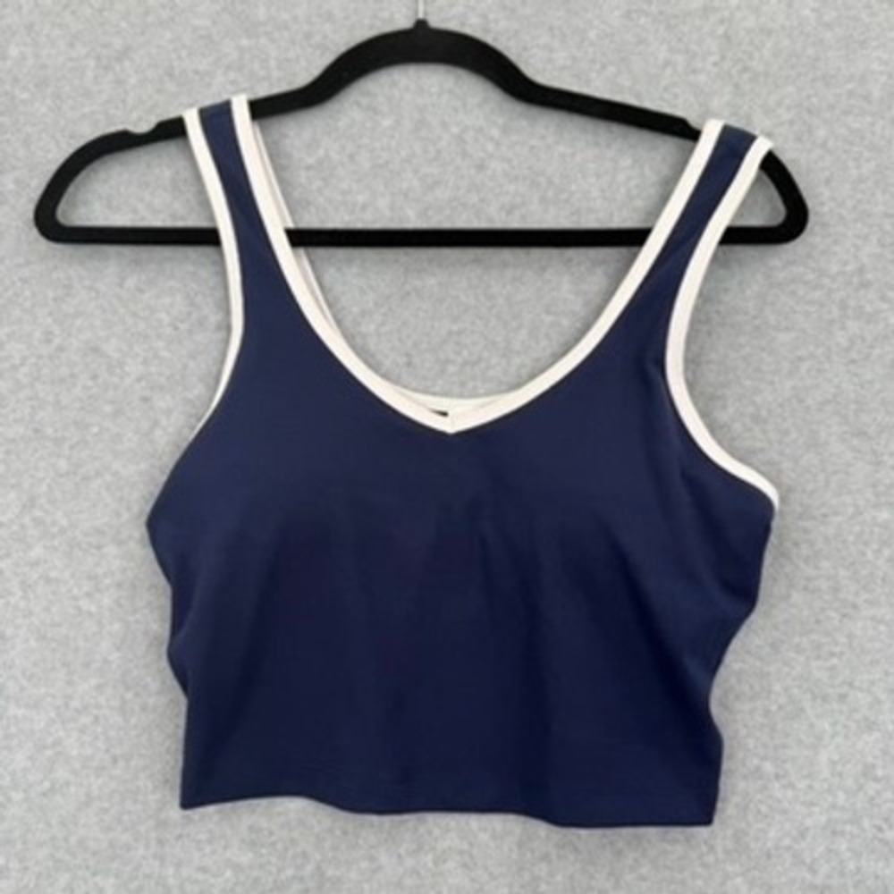Yogalicious Lux Emmie Bra Tank Womens Small Navy Blue Athleisure Contrast Trim